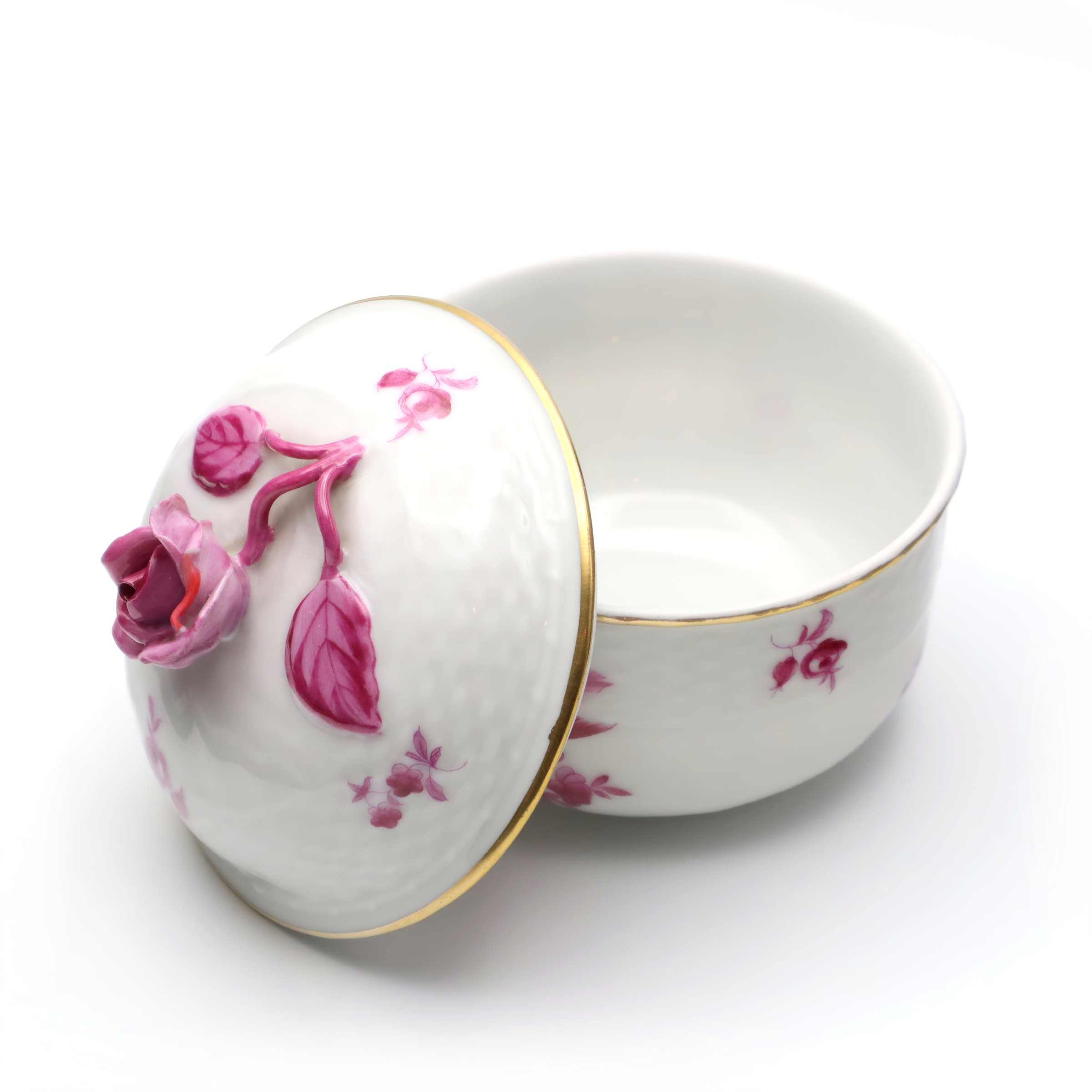 Herend Treasure Box, Porcelain Trinket Box, Nanking Bouquet Bonboniere, Hand Painted Vintage